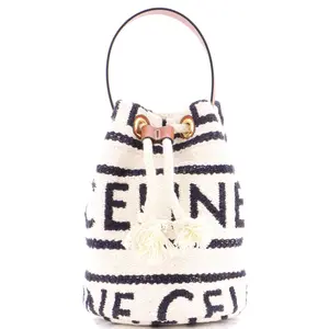 Pre-owned Celine material Bucket Bags Drawstring Bucket Bag Logo All Over Textile Teen by Rebag
