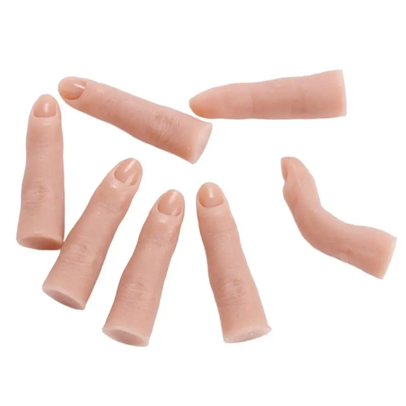 Soft Silicone Fake Finger for Nail Practice With Joints Bendable False Fingernails Hand Nails Tip Manicure Training Accesories