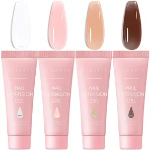 [NEW ARRIVAL] Makartt Poly Nail Gel Set - 4 Nude Colors Hard Durable Nail Extension Gel 3D Fashion Nail Enhancement Gel 15ML Each Acrylic Nail Set Suitable for All Seasons Manicure Nail Art for Salon & Home Polish Clear