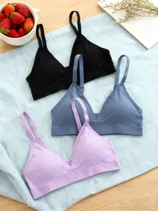 Womens Adjustable Spaghetti Strap Sports Bra, Workout Bra , Wireless Solid Color No Underwire Bra, Ultimate Comfort Elastic Fabric All-Day Wear, Elegant Versatile Bra for Casual and Outdoor Use, Breathable Comfy Bra