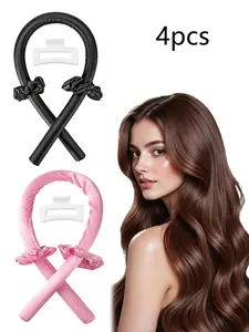 4 piece set women's curling set, no heat curling stick, foam sponge curler, Heatless Hair Curlers, sleeping hairdressing big waves, hairdressing accessories, home salon curling tools, school supplies, daily casual hair care
