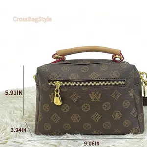 Vintage Monogram Crossbody Bag | 3-Way Handbag with Flower Charm - Spacious & Stylish for Daily Use