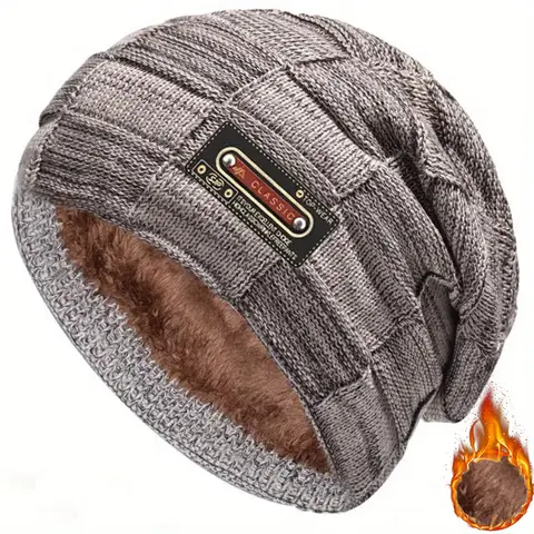 Men's Knitted Wool Hat, Fleece Lined, Winter Warm Outdoor Hat, Textile Blend ≥80%, Handwoven Fabric, Hand Washable