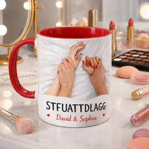 Personalized Couple Mug With Names, Funny Romantic Coffee Mug, Cute Together Hands Cup, Custom Gift For Couples, Love Mug