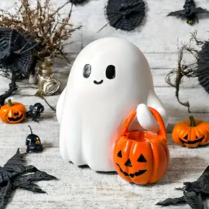 Halloween Ghost Pumpkin Lantern, Cute Desktop Decoration, Resin Mini Ghost Light, Home Decor, No Batteries Included