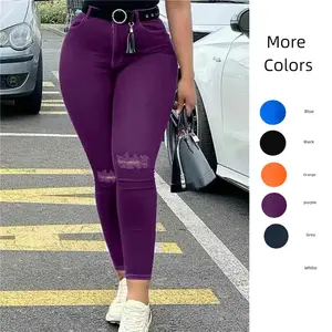 JUNBAOSS Women's Classic Mid Waisted Skinny Stretch Butt Lifting Jeans Women Totally Shaping Distressed Ripped Jeans Slim Fit Denim Pants