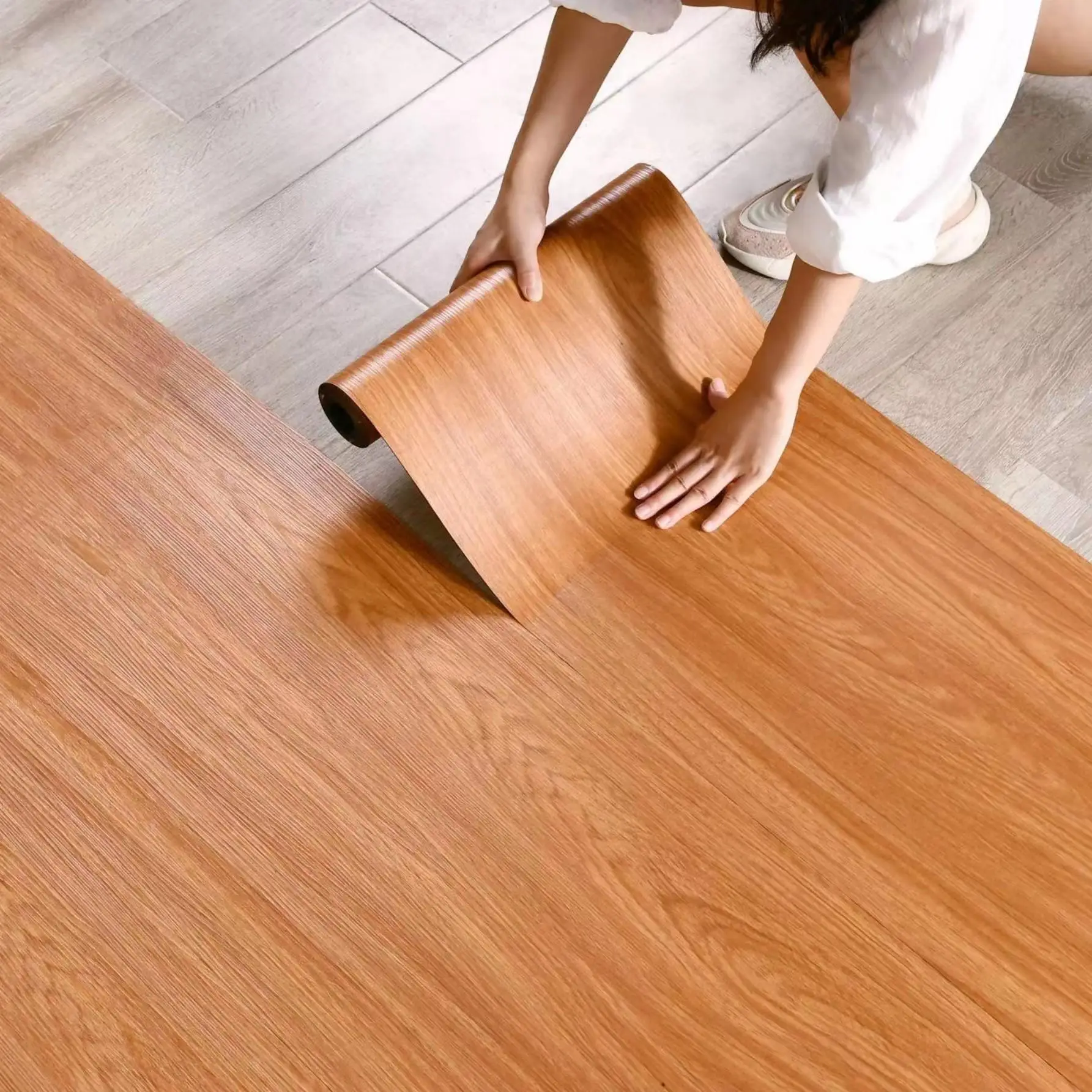 Wood Grain Pattern Self-adhesive Wall Sticker (1 Roll), Waterproof Wallpaper Floor Sticker, Wall Decal for Living Room, Bedroom, Kitchen, Bathroom