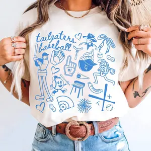 Tailgaters Baseball Doodle Graphic Tee, Cute Tailgaters Baseball Game Day Youth Shirt, Tailgaters Baseball T-Shirt for Men, Women and Kids