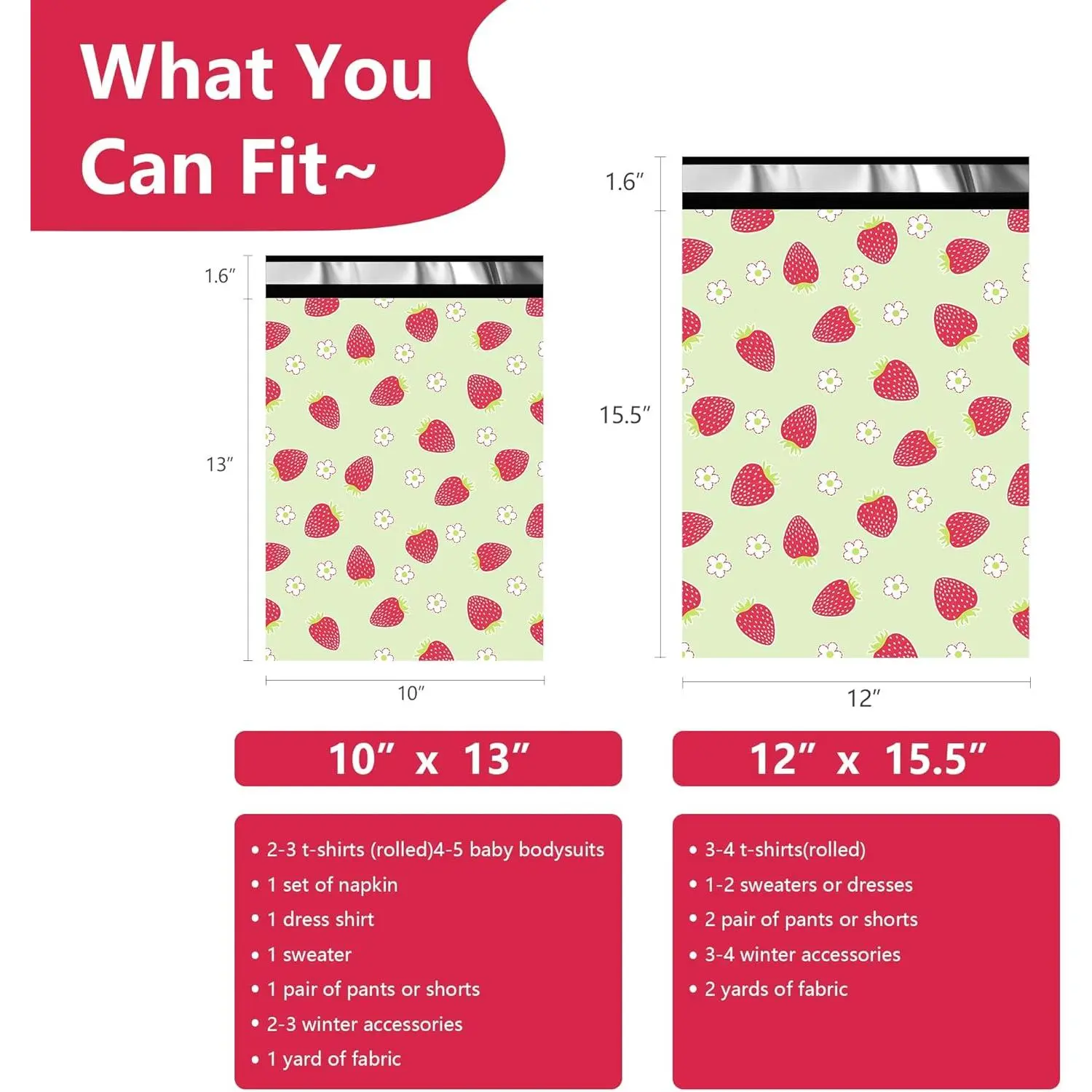 Poly Mailers 10x13 Inch 100 Pcs - Strawberries printed Shipping Bags, 2.4mil Thickness, Waterproof and Tear Resistant Mailing Envelopes, Self-Sealing Packaging Bags for Small Business Poly Mailers 10x13 Inch 100 Pcs - Strawberries printed Shipping Bags, 2.4mil Thickness, Waterproof and Tear Resistant Mailing Envelopes, Self-Sealing Packaging Bags for Small Business