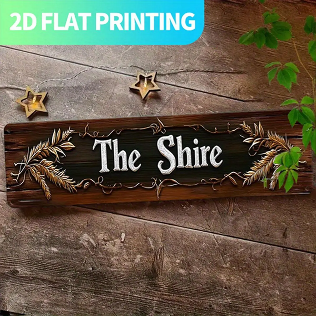 1pc Vintage "The Shire" Aluminium Tin Print 2D Flat Wall Sign - 15.7x3.9in Pre-Drilled Metal Decor, Decor Accessories for Decorating My Apartment - Gothic Room Decorations, Farmhouse Gift for Friends