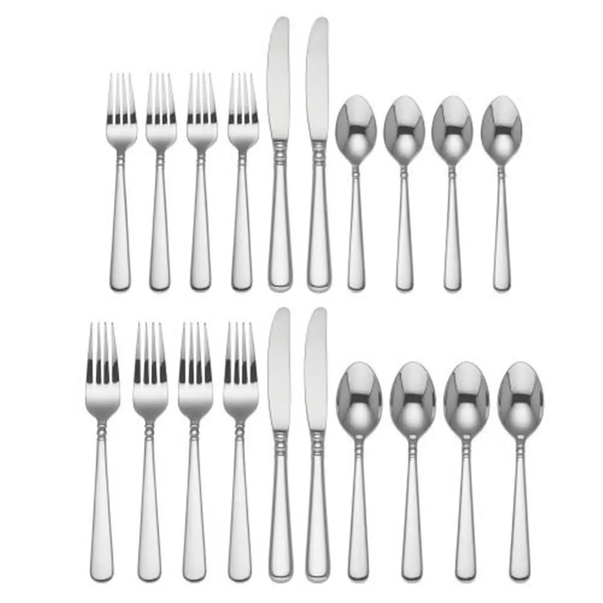 212 MAIN Lenox Pearl 20-Piece Cutlery Dinnerware Set - Elegant Pearl Platinum Flatware for Home Dining, Service for 4 (Camp Kitchen, Camping & Hiking Use)