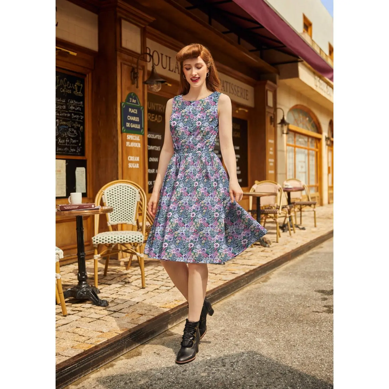 Painted Floral Vintage Dress