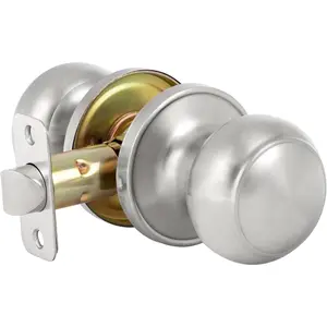 Passage Door Knob, Satin Nickel Keyless Doorknobs for Interior Doors, Hallway, Closet and More, No Locking Door Handle, 1 Pack