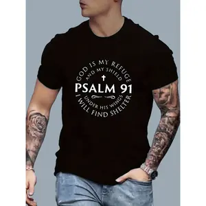 Summer New Men's Casual Fashion Trendy Short Sleeve Printed Slightly Stretchy Ribbed Crew Neck Comfortable Breathable T-Shirt