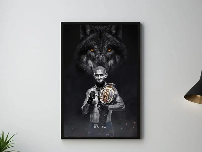 Khamzat Chimaev, Borz, Poster, Ufc Poster, Poster Ideas, Fighter Poster, Wall Decor, Ufc 319, Mma Artwork, Middleweight Champion Mma Present, NO FRAME