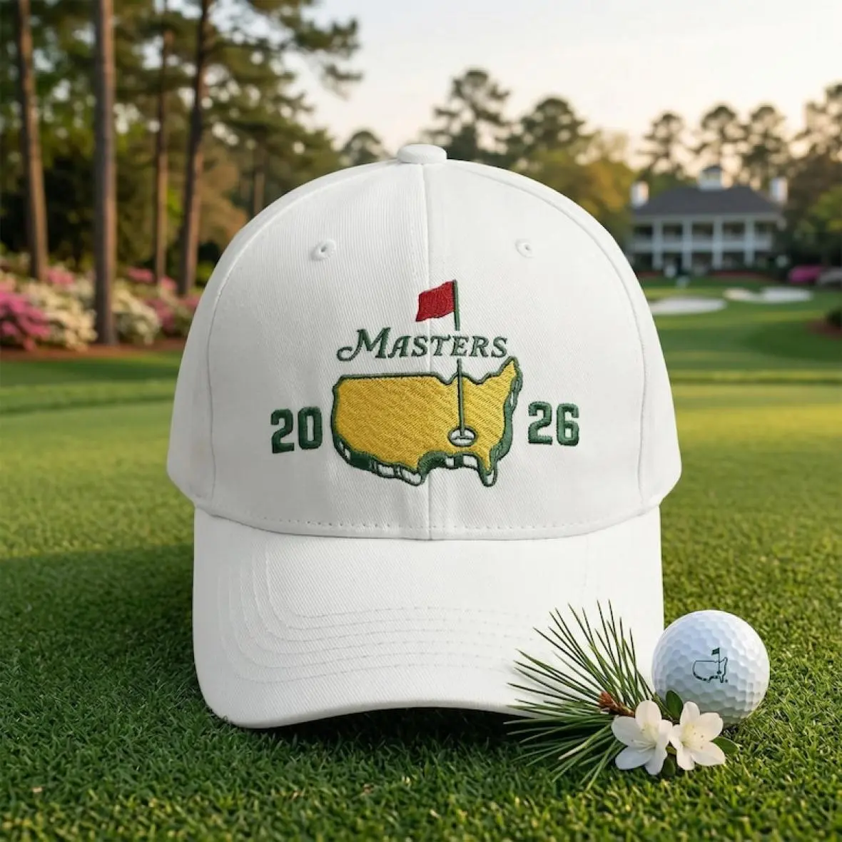 [Made-To-Order] Embroidered Masters Golf Cap, Augusta Theme, 2026 Tournament Hat