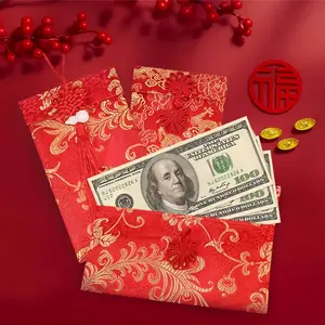 10/5/1pcs-Silk Red Envelopes Lucky Money Pockets Hongbao Chinese Element Invitation Envelop for Wedding, New Year, Spring Festival, Silk Red Packet Envelope Gift Packaging Bag Red Lucky Money Bag, Cultural Significance