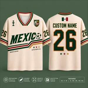 2026 Custom Mexico Football Jersey - Vintage Aztec Mesh Sports Collectible, Personalized Name & Number Training Shirt, Sizes XS-5XL, Mexico 2026 Jersey