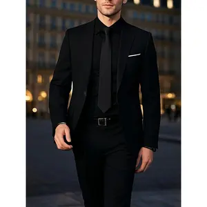Men's 2-Piece All-Season Plain Formal Menswear Suit Set - Long Sleeve Jacket & Trousers, Comfortable for Wedding & Formal Dinner