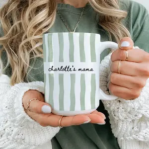 Personalized Mama Mug, Custom Name Coffee Cup Cute Minimalist Mom Gift Ceramic Mug, Retro 70s Design