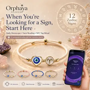 Tap Into Your Cosmic Guidance — Orphaya NFC Zodiac Bracelet with Daily Horoscope, Tarot Reading & Evil Eye Charm, Includes 3 Bonus Cords, Astrology Gift for Her