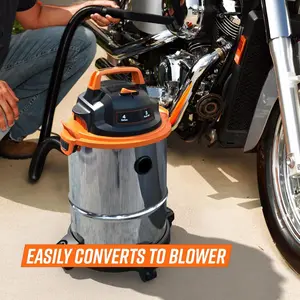 Wet/Dry Vacuum 3 Peak HP Stainless Steel Armor All VO408S 0901, 4 Gallon Orange Vacuum for car enthusiasts and garage DIYers