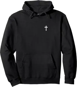 Christian Christ Cross Left Chest Pullover Hoodie