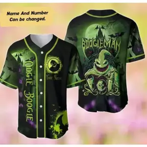 Personalized Halloween Oogie Boogie Baseball Jersey 3D Shirt, Nightmare Before Christmas Halloween Gift Shirt