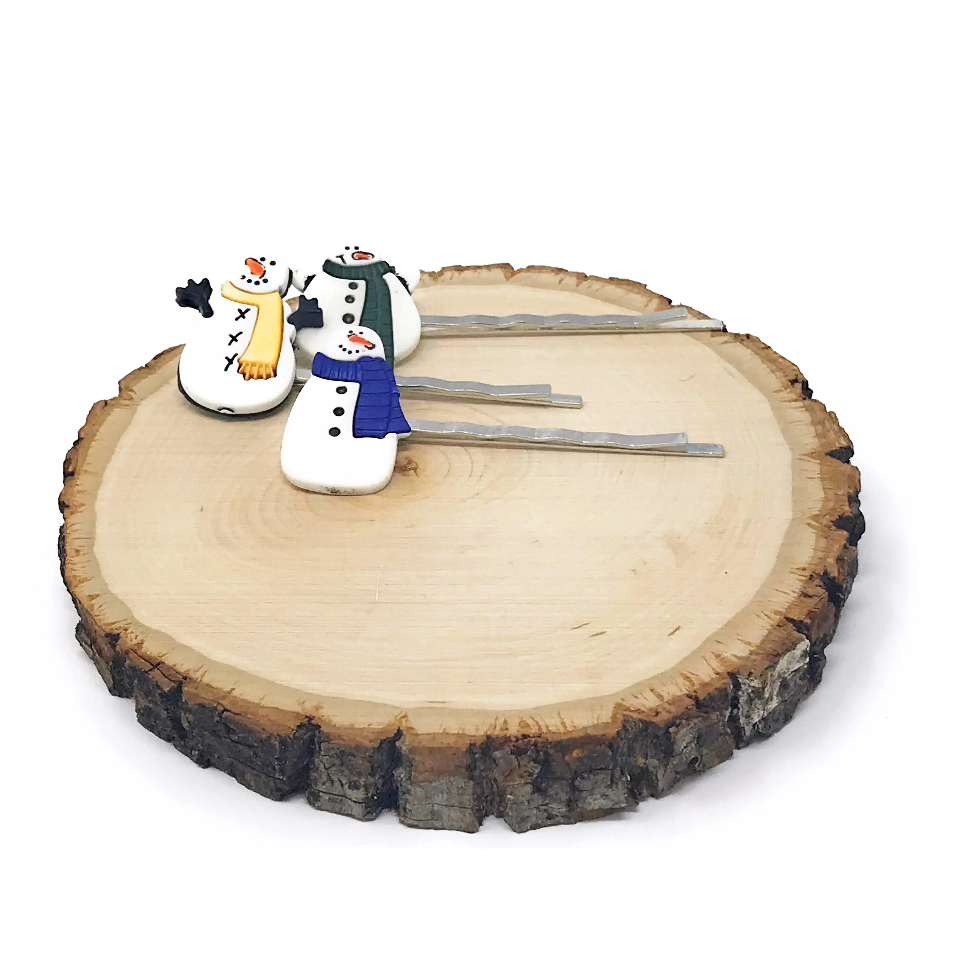Snowman Christmas Bobby Pin Set - Includes Three Bobby Pins with Snowman Designs