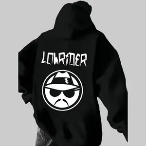 Mens Streetwear Hoodie with Bold LOWRIDER Graphic Print & Lowrider Culture Design, Kangaroo Pocket, Machine Washable Pullover Sweatshirt for Spring/Fall Casual Wear - Gift for Car Enthusiast - Trending