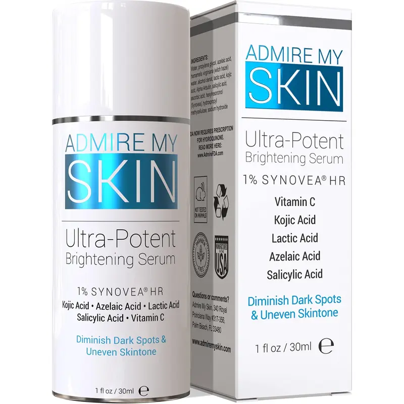 Admire My Skin Dark Spot Corrector Remover for Face - Brightening Discoloration Correcting Serum - Kojic Acid + Azelaic Acid Serum for Melasma and Sun Spots 1oz