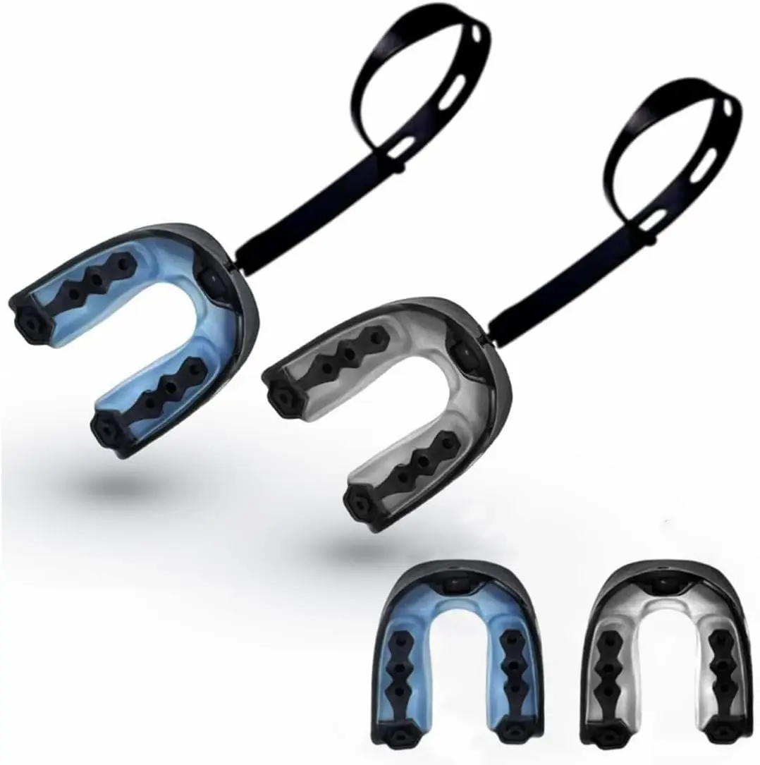 Football Mouth Guard, 2pcs Mouth Guard Sports Youth Football Mouthpiece Boxing Mouthguard with Strap Non-Flavored Lacrosse Hockey Mouth Guards for Youth