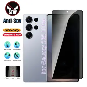 Privacy screen protector for the Samsung S25 series, 1 piece, made of soft ceramic material, easy to install, bubble-free, full coverage