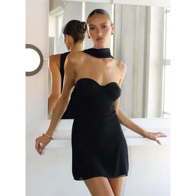 Mayah Scarf Tie Strapless Mini Dress Princess Polly - TikTok Shop