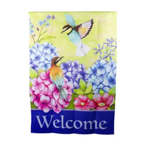 Northlight Welcome Floral Hummingbird House Flag 28" x 40"