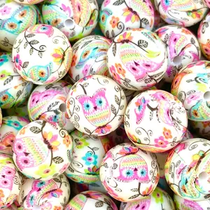 Foxy Owl Printed Silicone Beads | Owl Beads | Colorful Beads | Bead Shop | DIY Craft | DIY Supplies