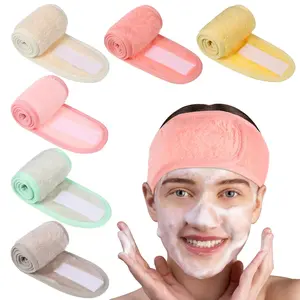 6 Pack Spa Facial Headbands for Women, Adjustable Face Wash Headband Coral Fleece Skincare Headband for Shower Yoga Stocking Stuffers for Women Girls