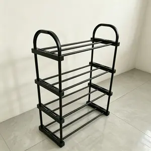 Four-Tier Metal Shoe Rack, Multifunctional Floor-Standing Organizer, Ideal for Hallway & Closet, Small Shoes Storage, Simple Durable Design, Sturdy Shoe Shelf