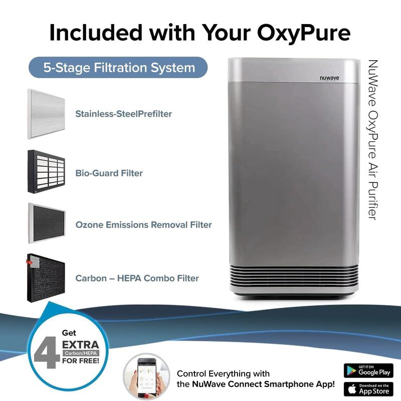 Nuwave OxyPure Smart Air Purifier with 4 Extra Filters