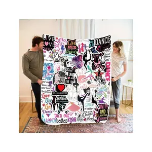 Vibrant Dance-Themed Throw Blanket with Colorful Dance Quotes, Silhouettes & Styles for Dance Enthusiasts