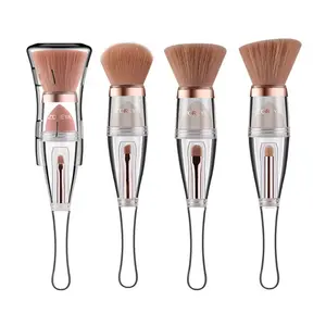 ZOREYA 3PCS Multifunctional Makeup Brush Set with Holder Foundation Highlighter Eyeshadow Lip Brush & Beauty Sponge Kit Full Face Tools for Blending Contouring Daily Makeup Beginner Friendly for Women Glitter Tint girl must have