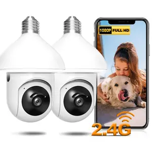 Smart AI Light Bulb Camera Light And Camera 2-in-1 With 911 Alarm Monitoring Full Color Night Vision  355° Pan Tilt Rotation Easy Installation Motion Detection Two-Way Audio 5G/2.4G Dual-WiFi US Local Cloud Cord Safety Socket