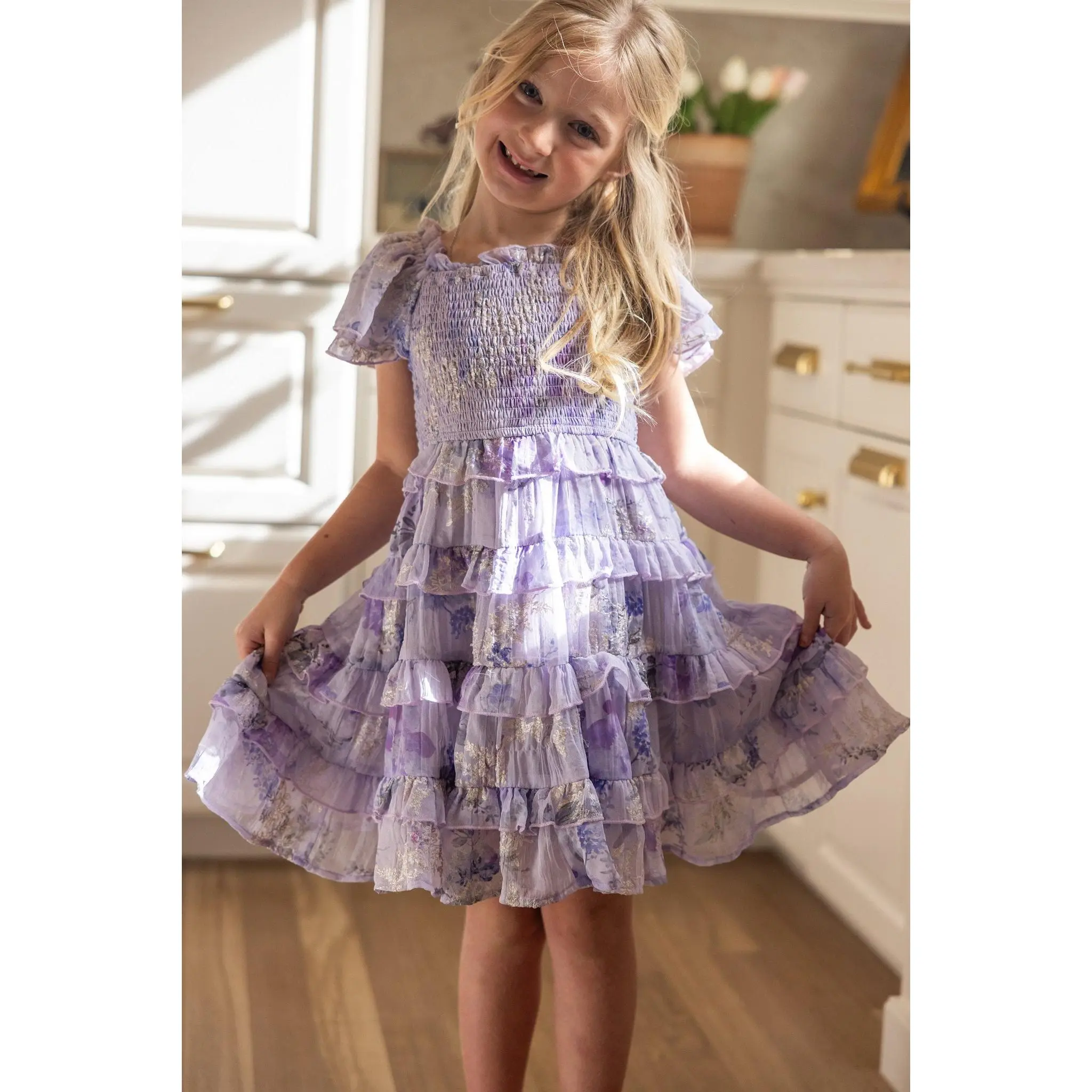 Mini Winnie Dress in Lavender Aquarelle Fleur