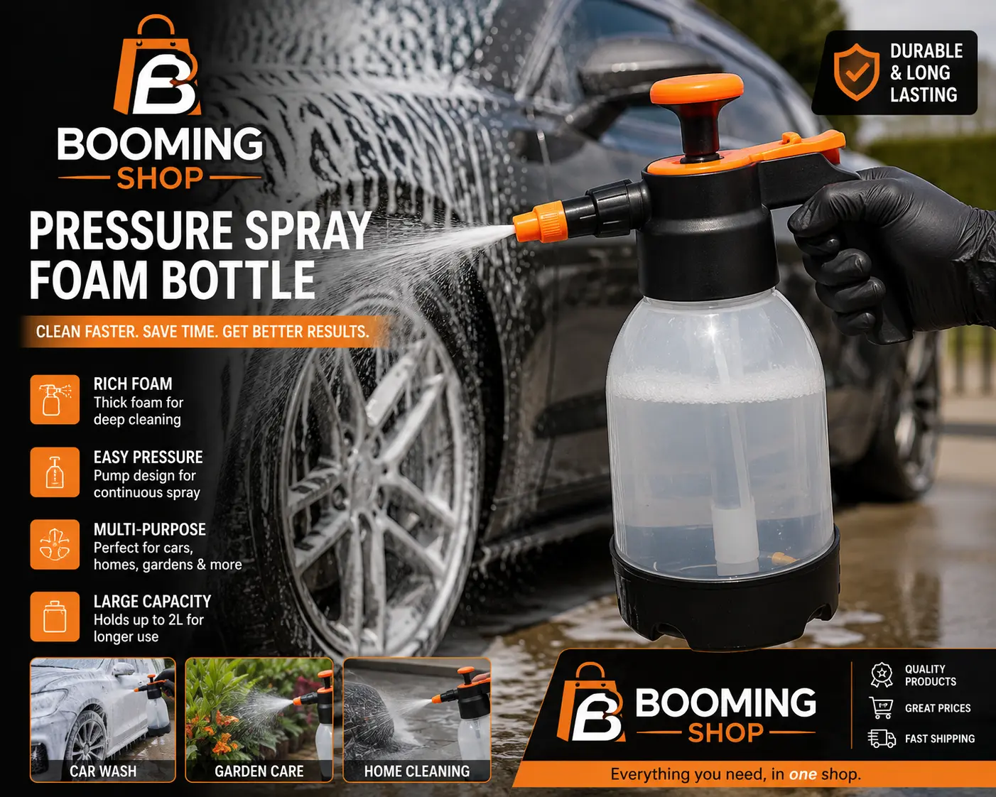 EAFC 1.2L Car Wash Spray Bottle Wash Can Hand-Held Car Wash Watering Car Home Gardening Air Pressure Sprayer Cleaning Tools