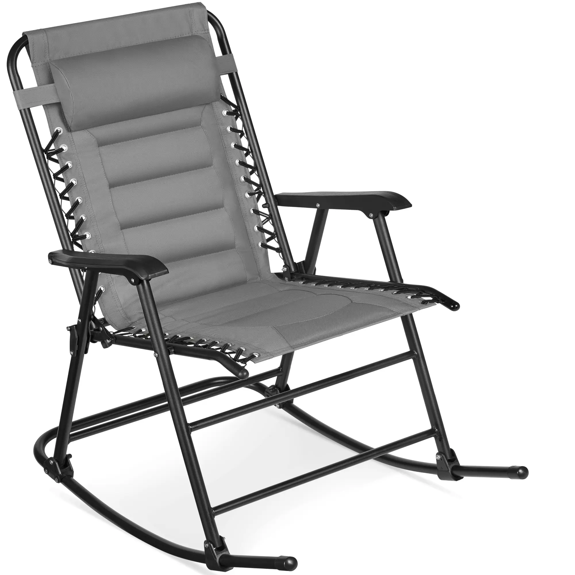 Best Choice Products Padded Folding Zero Gravity Rocking Chair with Headrest, Outdoor Camp Chair