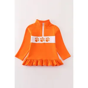 Abby & Evie - Clemson Embroidery Ruffle Pullover