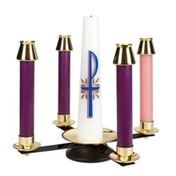 Christian Brands Highest Quality Metal Advent Wreath, Wrought Iron & Brass, for Indoors & Religious Community Church Supply (Model YC951)