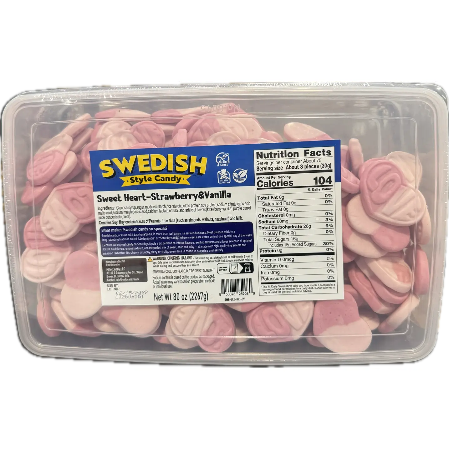 Mito Swedish Style Gummy Hearts Strawberry Vanilla 5 lb