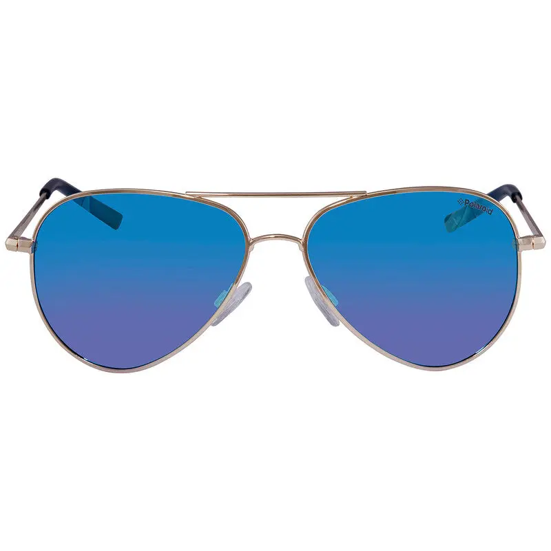 Unisex Classic Pilot Sunglasses, Full-Rim Gold Frame with Polarized Blue Lenses, 100% UV Protection, 56mm, Casual Wear