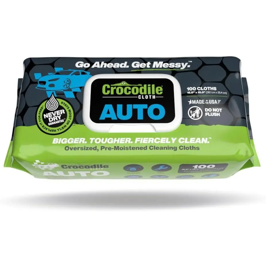 Auto Cleaning Wipes - Car Engine Degreaser, Body Detailing, Tires Cloth Wipes - Cut Through Grease, Oil, and Adhesives on Hands, Tools, Parts, and More - 100 Giant Disposable Wipes